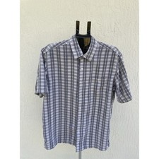 George Men's Short Sleeve Size: Large 42-44 Gray Plaid Button Down Shirt
