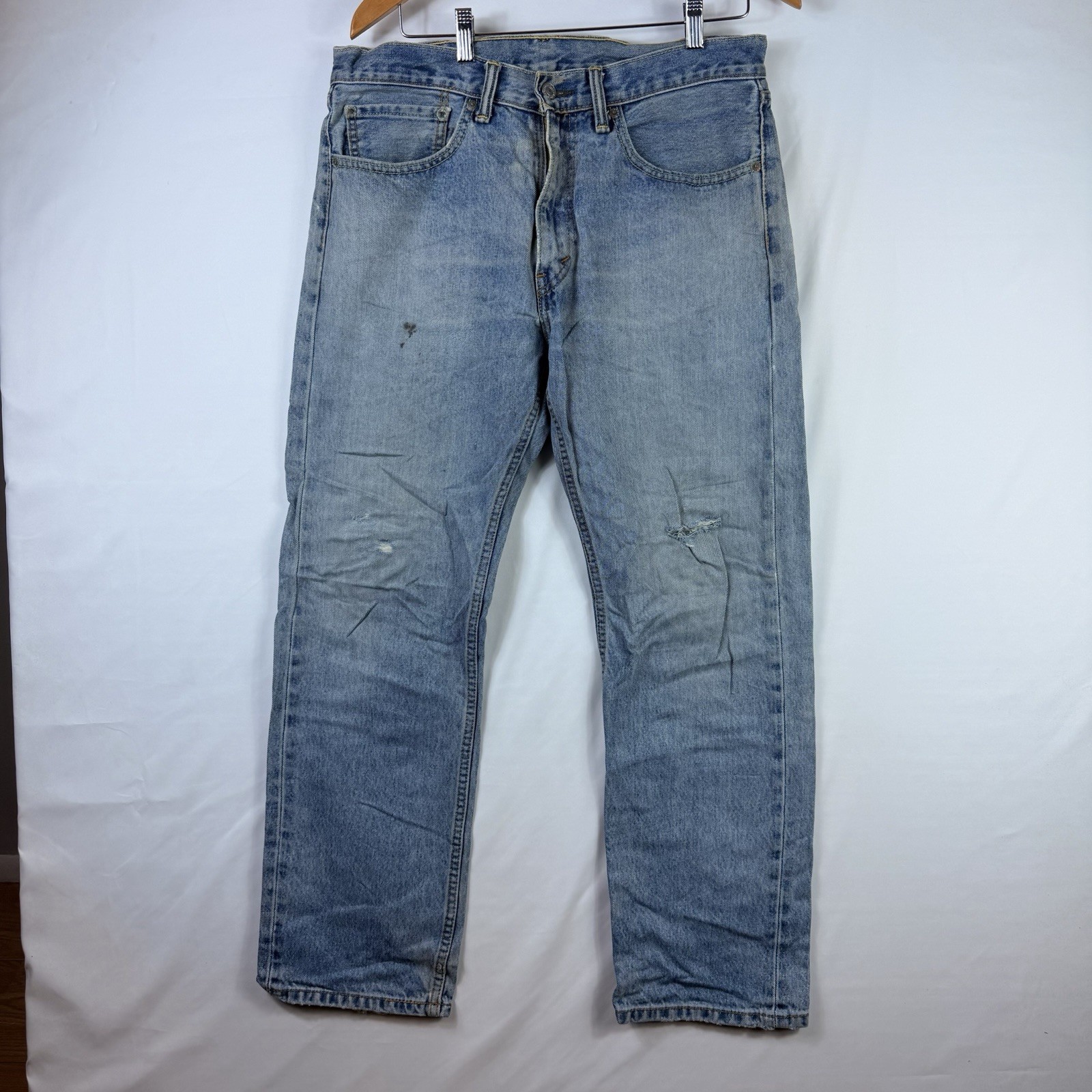 Levi’s 505 Jeans Men's 34x30 Regular Fit Straight Leg Blue Light Wash Denim