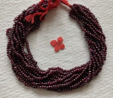 10 Strand Hank of Garnet Gemstone Small Smooth Round Nugget Beads 4mm 14"