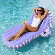Pool Floats Adult Heavy Duty, Inflatable Pool Lounger Float with Cup Holder a...