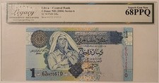 Libya 2004 1 Dinar Bank Note Series 6 Superb Gem New 68 PPQ Legacy Grading