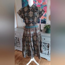 Kay Windsor Original STUNNING 1950s Colorful Abstract Floral Patterned Dress