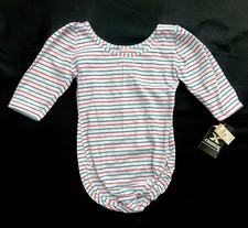 Vintage NEW NOS White Striped Body X Change Leotard Medium M NWT
