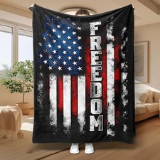 American Flag Flannel Throw Blanket Soft Cozy USA Patriotic Gift