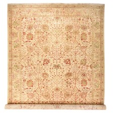 12'x19'1" Ivory Vintage Agra Hand Knotted Pure Wool Oversized Rug 78626
