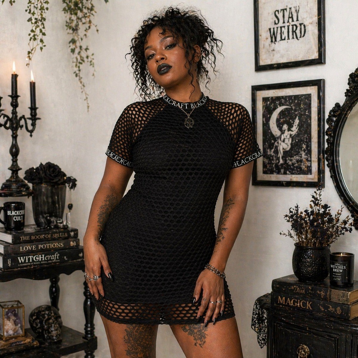 goth black mini dress Black Goth Mini Dress Black / S main image 1