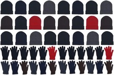 48 Winter Beanies Gloves Combo Pack for Men Women, Warm Gift