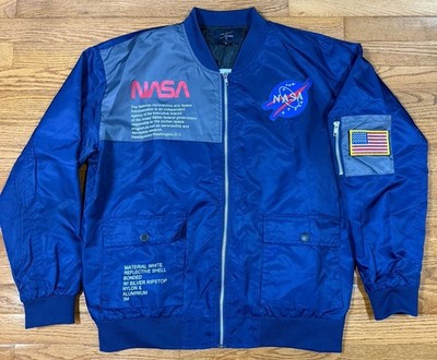 Asstseries Nasa Technologies Center Space Blue Full-zip Bomber Jacket Adult L