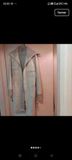 Conbipel manteau cuir blanc-beige-gris mi-long ceinturé zip col poches T40 FR