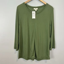 Style Co Green Long Sleeve T Shirt Womens Size XXL NWT Seam Tee