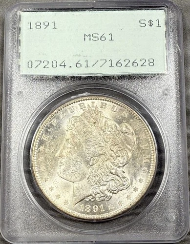 1891 Morgan Dollar $1 - PCGS MS61 - OGH Rattler Holder