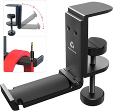 Headphone Stand Hook for Desk with Built-In Cable Clip Organizer