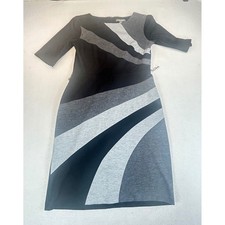 Roz & Ali Sheath Dress Women Size 4 Black Gray Geometric Modern TA100578M