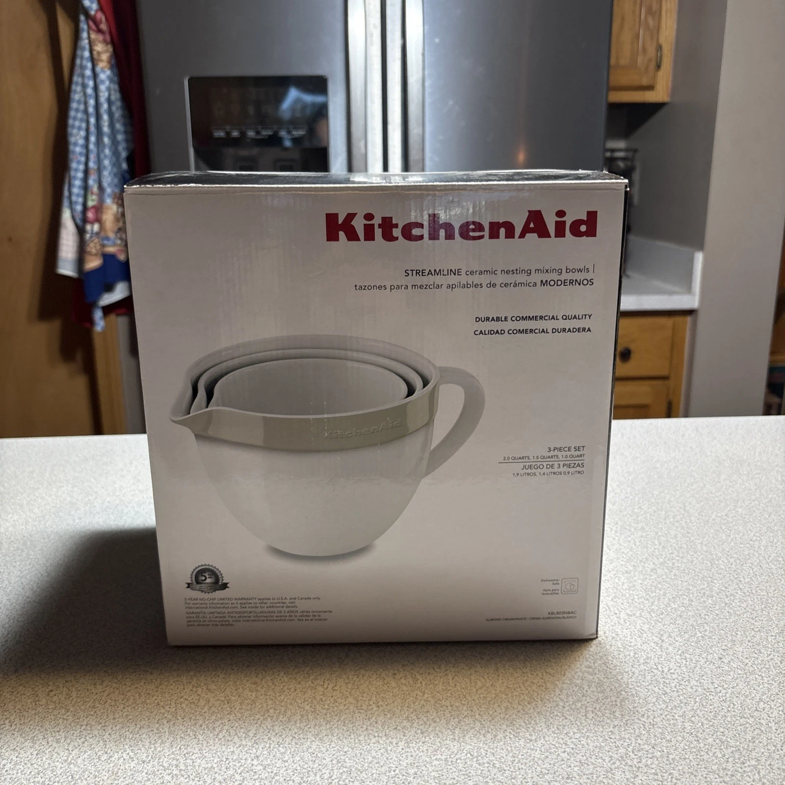 NEW Kitchenaid 3 Piece Set Commercial Grade Ceramic Mixing Bowls 1, 1.5 & 2 qt.