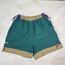 Vintage Nike Kids Colorblock Nylon Shorts Teal Tan Purple Size M 10-12 ACG