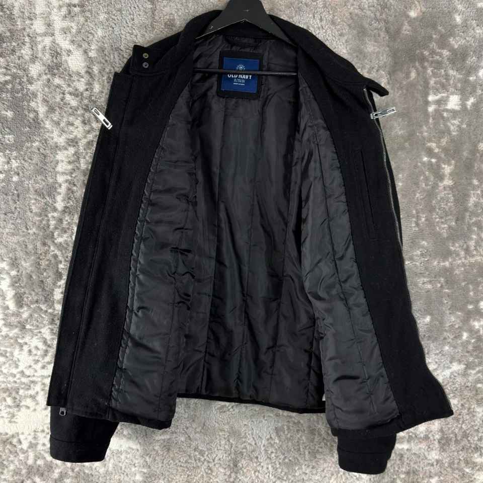 Old Navy Size XL Outdoor Wool Jacket Black Long Sleeve Casual Pocket Lined - Image 2 of 4