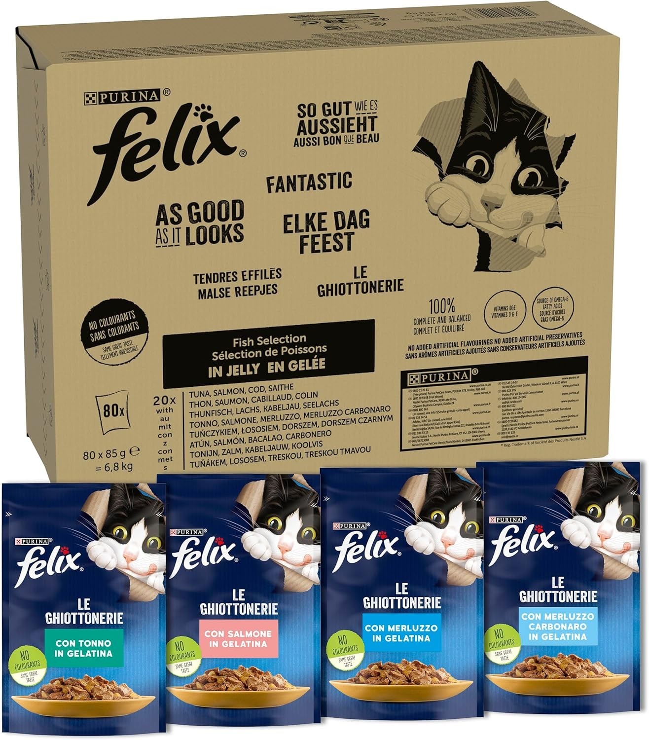 Felix Ghiottonerie Pesce per Gatti Adulti - Formato Risparmio 85g Busta