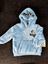 NWT Bluey Toddler Kids Blue Pullover Fleece Hoodie w/ Pouch Pocket - Size 5T