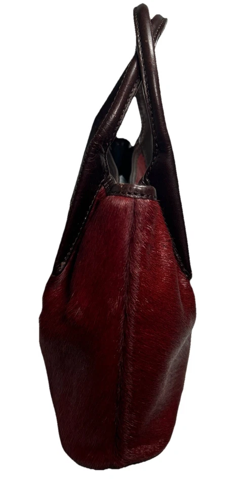 Cartera/bolso de mano vintage Maxx New York con mango de cuero de becerro borgoña Foto 4 de 4