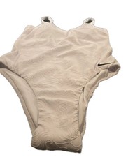 Nike Swim Water Texture Women's V-Neck One-Piece Swimsuit White Size M