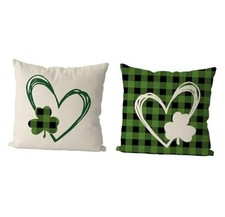 St Patricks Day Pillow Covers 18x18 Inch Set of 2 Love Hearts Throw