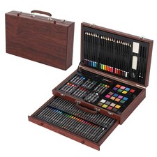 140pc Art Set Wooden Box Crayons Pencils Paint Oil Pastels Kids Adults Drawing