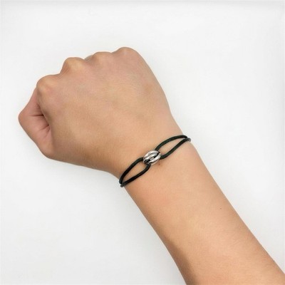 Trinity Kordelarmband Silber Edelstahl Ringe Damen Herren Verstellbar Dunkelgrün