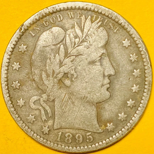 1895 U.S. BARBER SILVER QUARTER 25c COIN (VF-Very Fine)