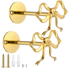 2 Pcs Metal Bow Curtain Holdbacks Gold Wall Mounted Bow Curtain Hold Backs Cu...