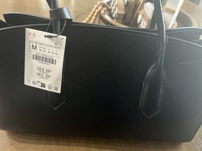 Zara Extended Shopper Black Tote (Out Of Stock)