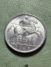 1945 Spain 10 Centimos Cents - KM 766 - Aluminum Coin Brilliant Uncirculated BU