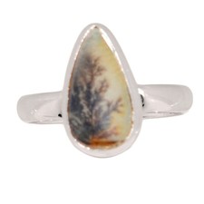 Natural Scenic Dendritic Agate 925 Sterling Silver Ring Jewelry s.5.5 CR71589