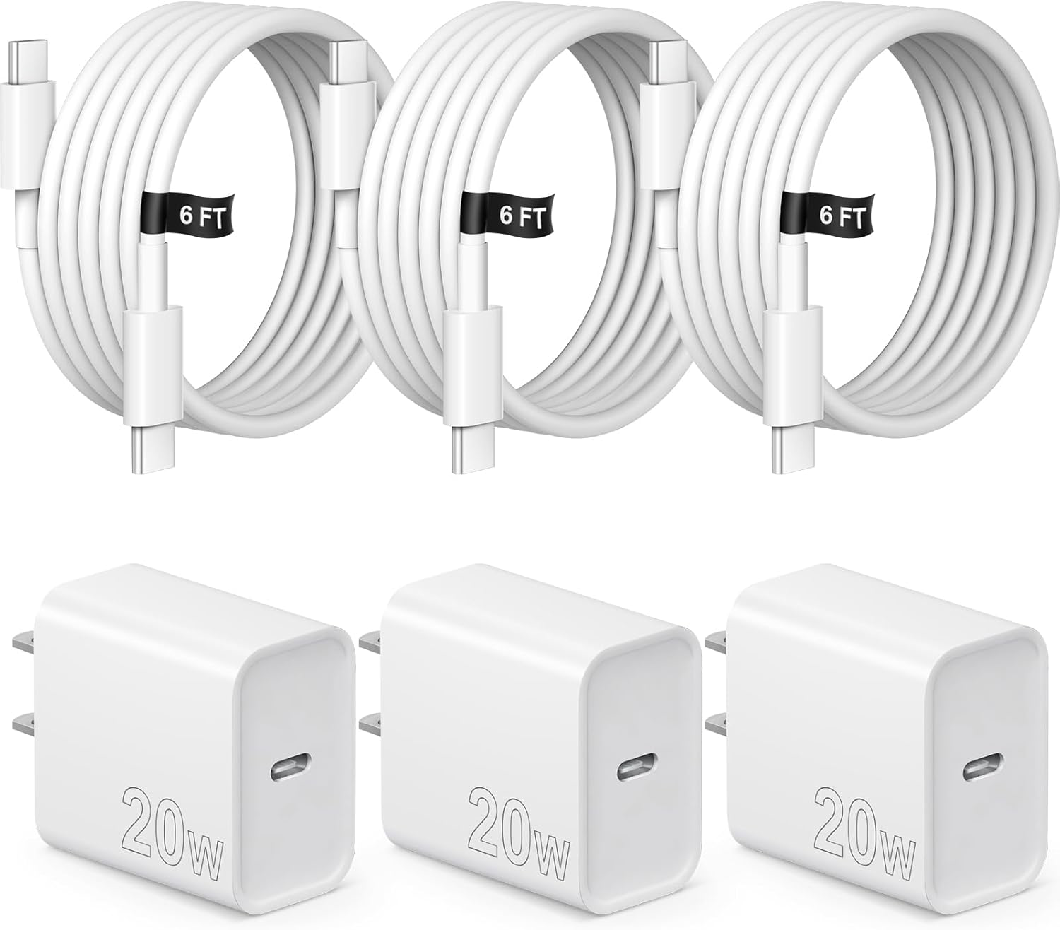 IPhone 16 15 Charger Fast Charging 3 Pack USB C Charger Block Type C Charger 6FT-image