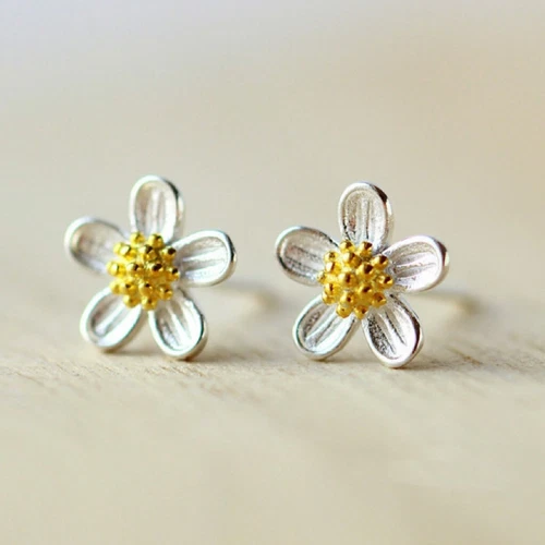 925 Sterling Silber schöne Blume Ohrstecker Damen Mädchen Schmuck Geschenk - Bild 3 von 3