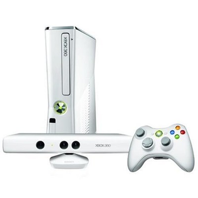 Microsoft Xbox 360 Slim 4GB Video Game Console White + Kinect + 