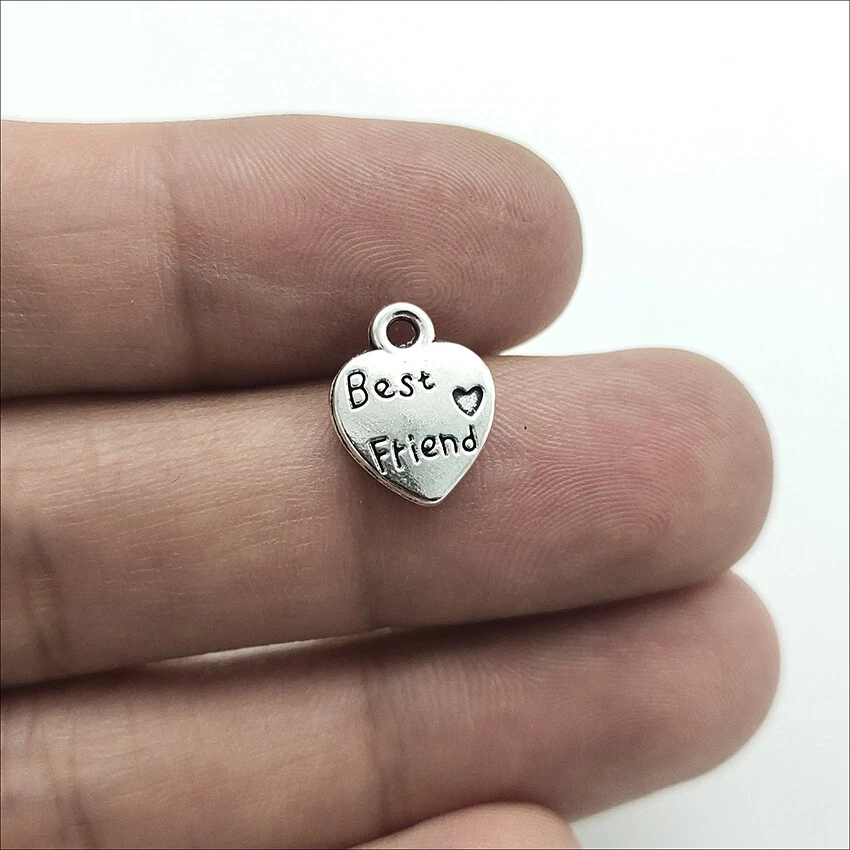 Bulk 100pcs Best Friend Hearts Charms Pendants for Jewelry Making 12 10mm