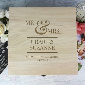 Personalised Wooden Mr Mrs Large Keepsake Box Wedding Gift Anniversary Memory Ebay