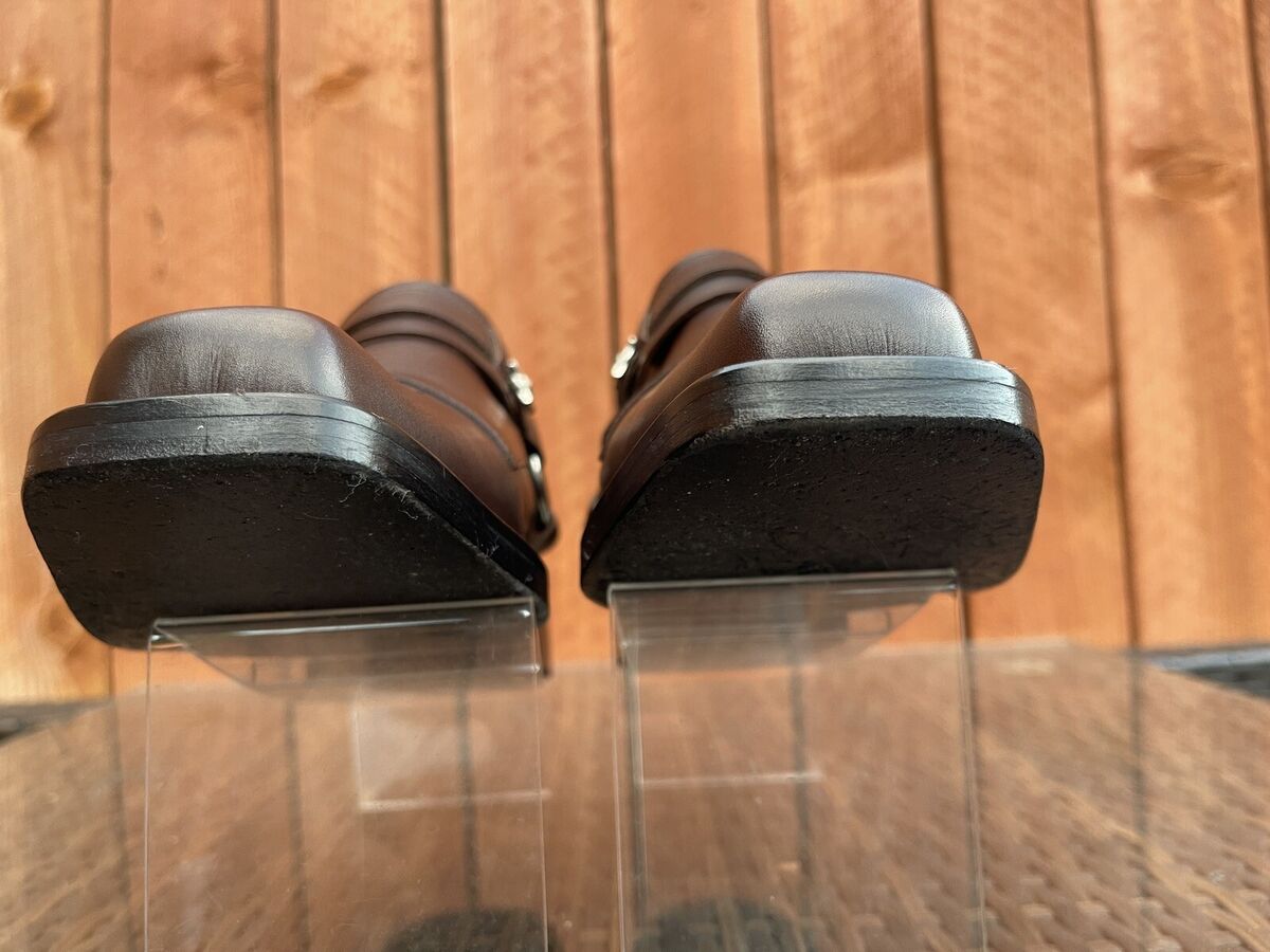 Toga Virilis Leather Brown Loafer Mule Silver Buckle EU 40 Toga Virilis Leather Brown Loafer Mule Silver Buckle EU 40