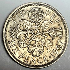  C9925  GREAT BRITAIN   COIN,  SIX PENCE 1967