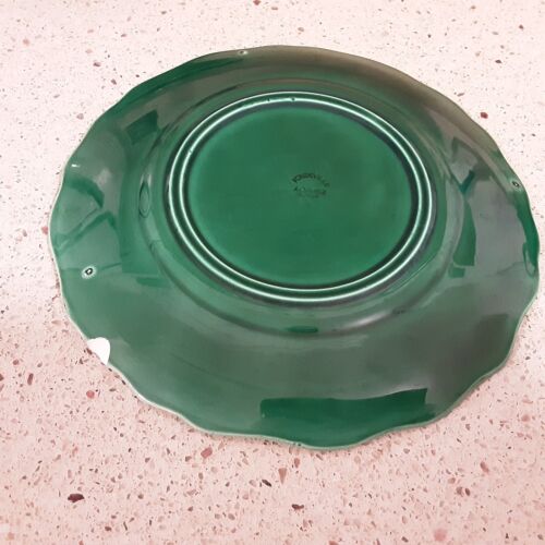 Juego de 6 Platos de Fresa Fondeville Álvarez España Mayólica Verde Relieve Elevado - Imagen 13 de 17