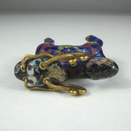 Fu Foo Dog Lion Cloisonne Enamel Chinese 2 inch Figurine Guardian Vintage - Picture 4 of 6
