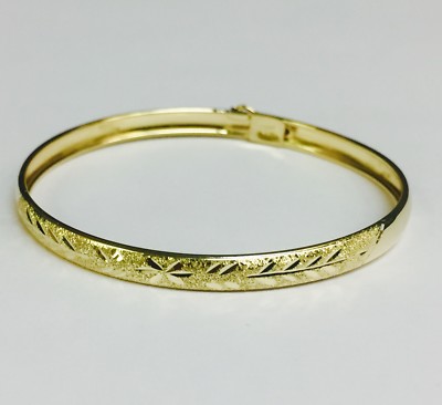 10k Gelbgold 5,5'' 4,0 mm strukturiert Florentiner Kinder Baby Armreif Armband