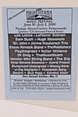 HIGH SIERRA MUSIC FESTIVAL 2000 LINE UP LOS LOBOS, LEFTOVER SALMON HANDBILL