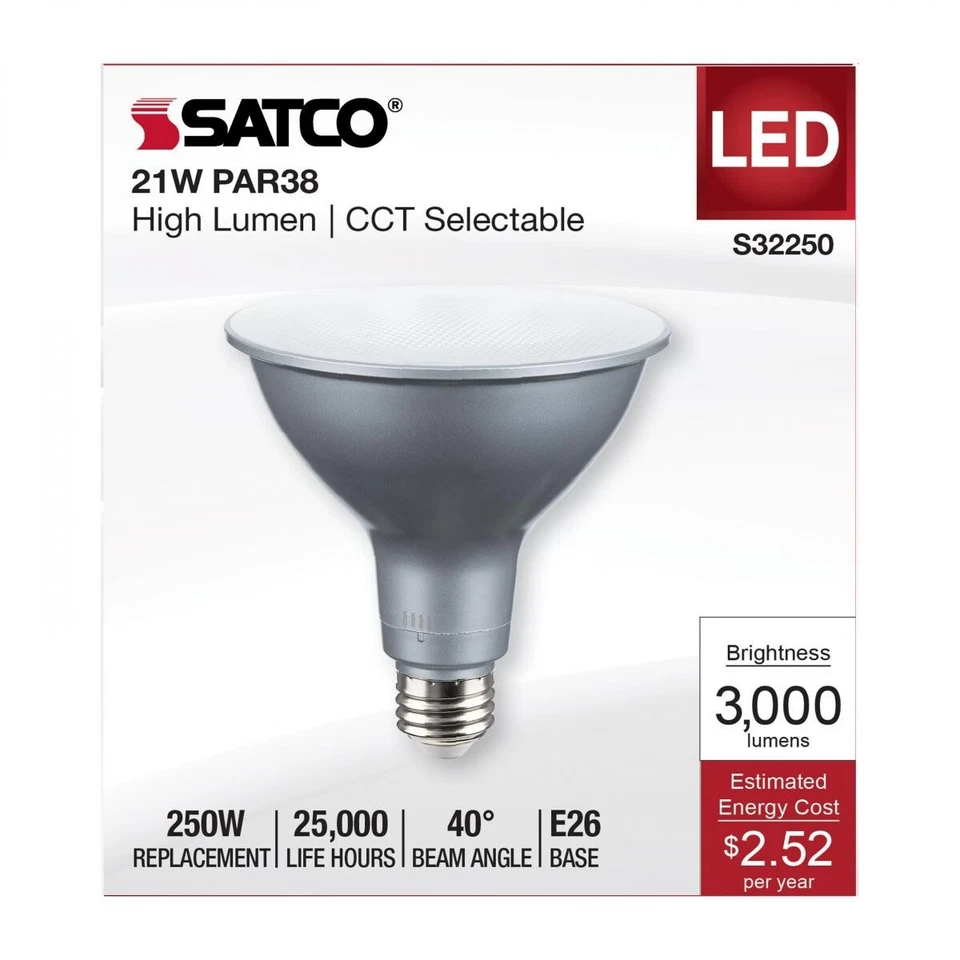 Satco S32250 - 21 Watt PAR38 High Lumen LED Light Bulbs (1, 2, 6 or 12 Pack) - Image 4 of 4