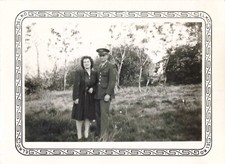 WWII Military Era Photograph Ephemera 1940s Uniform Navy Sailor Couple 4"x3"