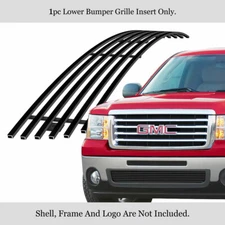 Fits 2007-2013 GMC Sierra 1500/Denali Lower Stainless Black Billet Grille Insert