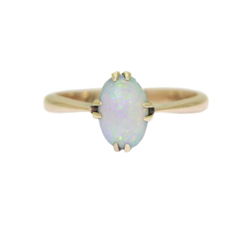 Edwardian 9ct Rose Gold Opal Ring Size 8 - P 1/2 - Picture 1 of 3