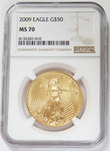 2009 GOLD AMERICAN EAGLE $50 COIN 1OZ NGC MINT STATE 70