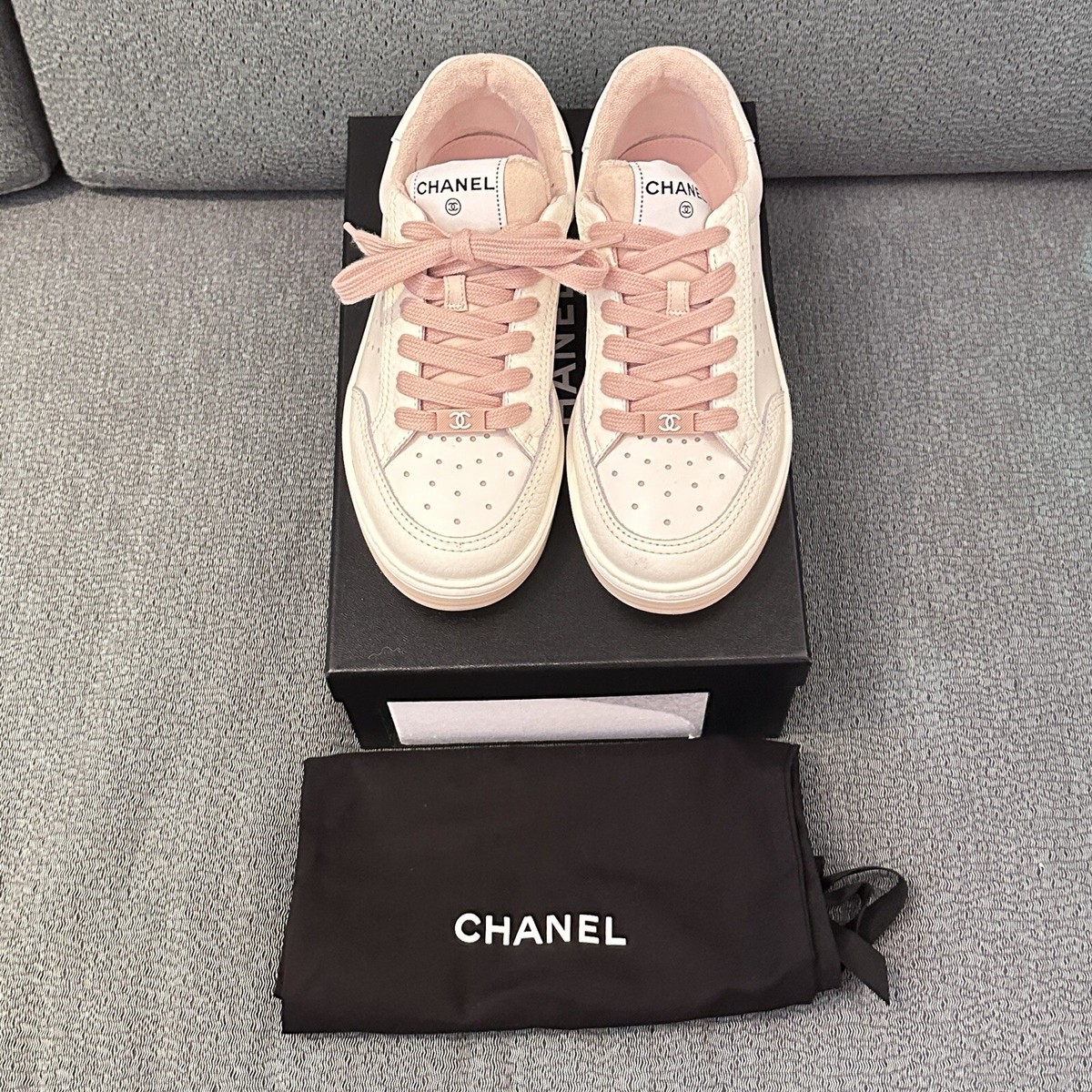 Auth. Chanel S23 trainers sneakers EU36.5 White/pink | eBay