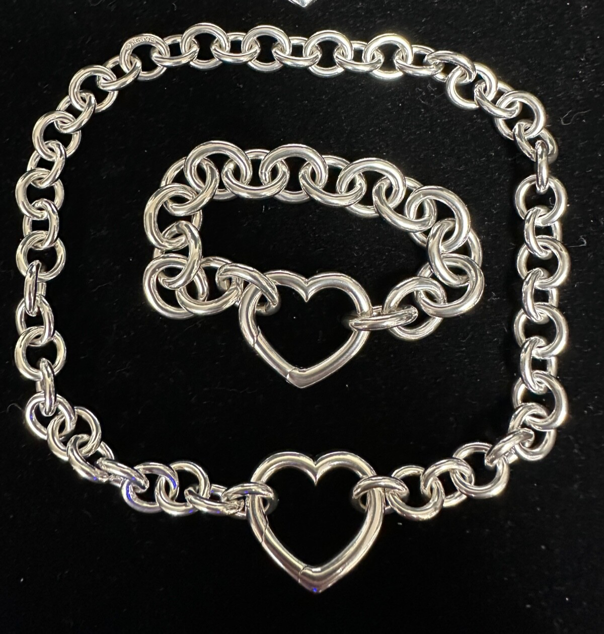 Set of Tiffany & Co Heart Clasp Necklace & Bracelet  *SMALLER SIZE* W/Box